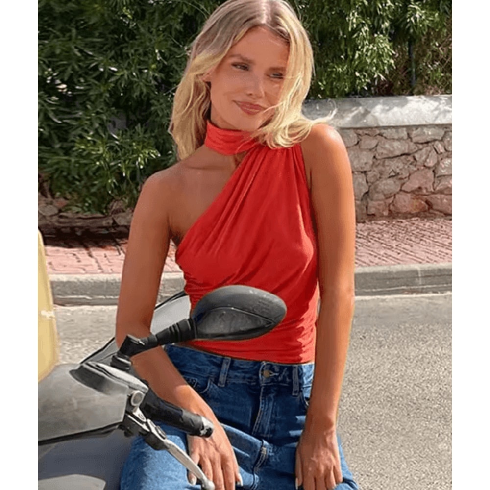 Backless Off Shoulder Halter Crop Top Vintage Y2K Summer Tank 0