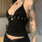 Y2K Black Backless Lace Up Crop Top Retro Bandage Party Vest 4
