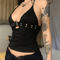 Y2K Black Backless Lace Up Crop Top Retro Bandage Party Vest 4