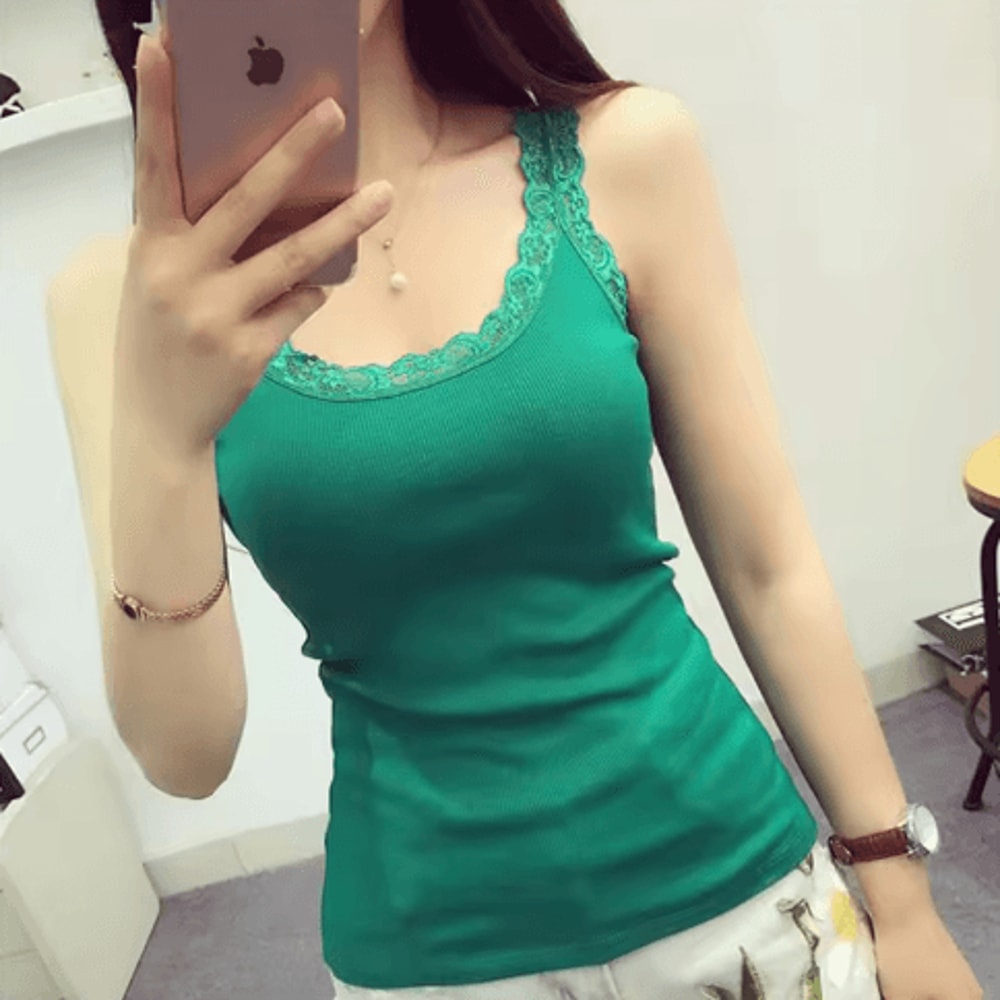 Womens Black Lace Tank Top Sleeveless Layered Summer Camisole 5