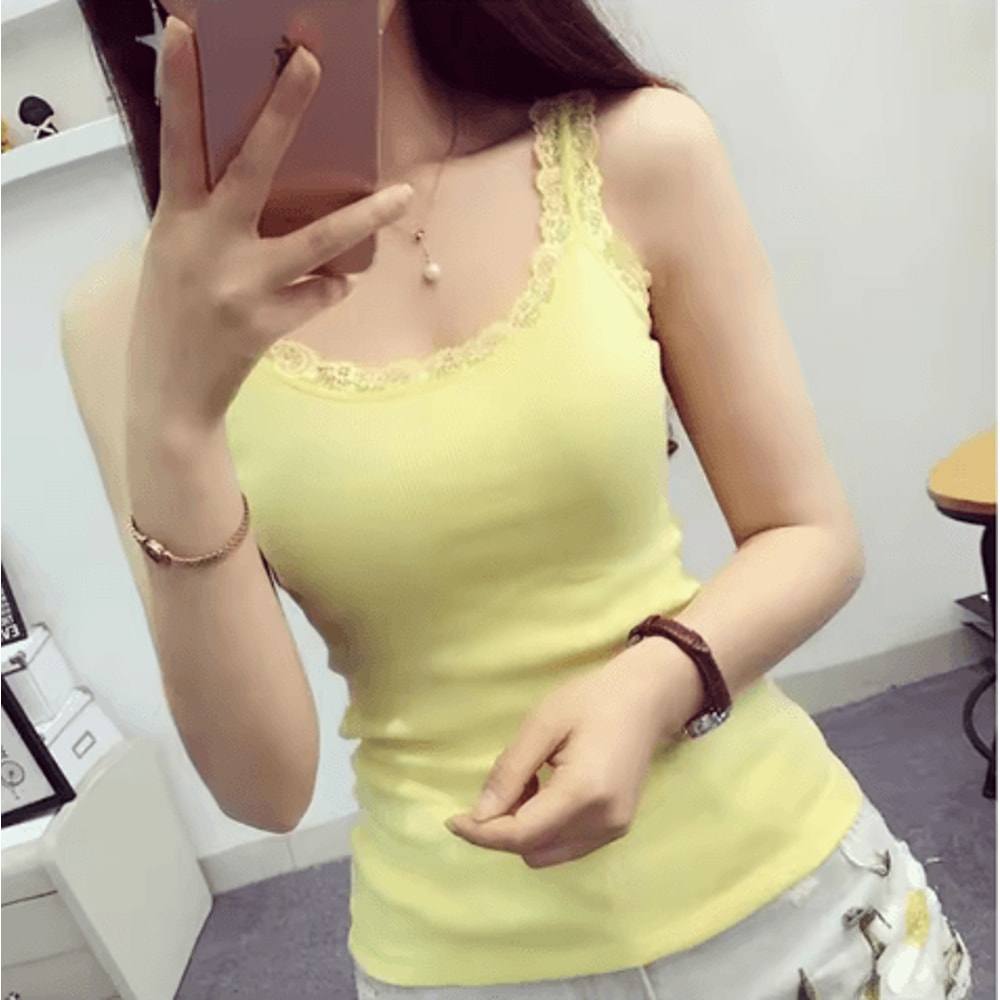 Womens Black Lace Tank Top Sleeveless Layered Summer Camisole 6