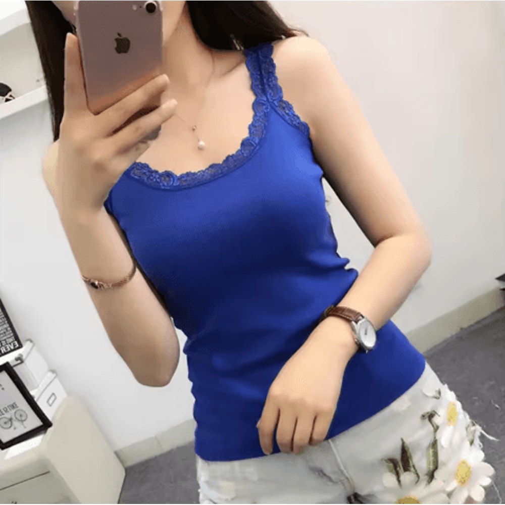 Womens Black Lace Tank Top Sleeveless Layered Summer Camisole 9