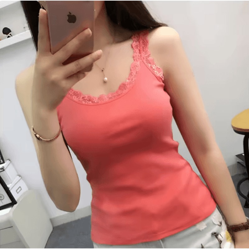 Womens Black Lace Tank Top Sleeveless Layered Summer Camisole 12