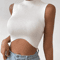 Womens Knit Corset Crop Top Mock Neck Y2K Stretch Tank 1
