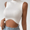 Womens Knit Corset Crop Top Mock Neck Y2K Stretch Tank 1