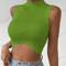 Womens Knit Corset Crop Top Mock Neck Y2K Stretch Tank 3