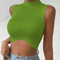 Womens Knit Corset Crop Top Mock Neck Y2K Stretch Tank 3