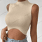 Womens Knit Corset Crop Top Mock Neck Y2K Stretch Tank 5