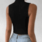 Womens Knit Corset Crop Top Mock Neck Y2K Stretch Tank 6