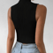 Womens Knit Corset Crop Top Mock Neck Y2K Stretch Tank 6