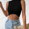 Womens Knit Corset Crop Top Mock Neck Y2K Stretch Tank 7