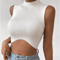 Womens Knit Corset Crop Top Mock Neck Y2K Stretch Tank 0