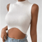 Womens Knit Corset Crop Top Mock Neck Y2K Stretch Tank 0
