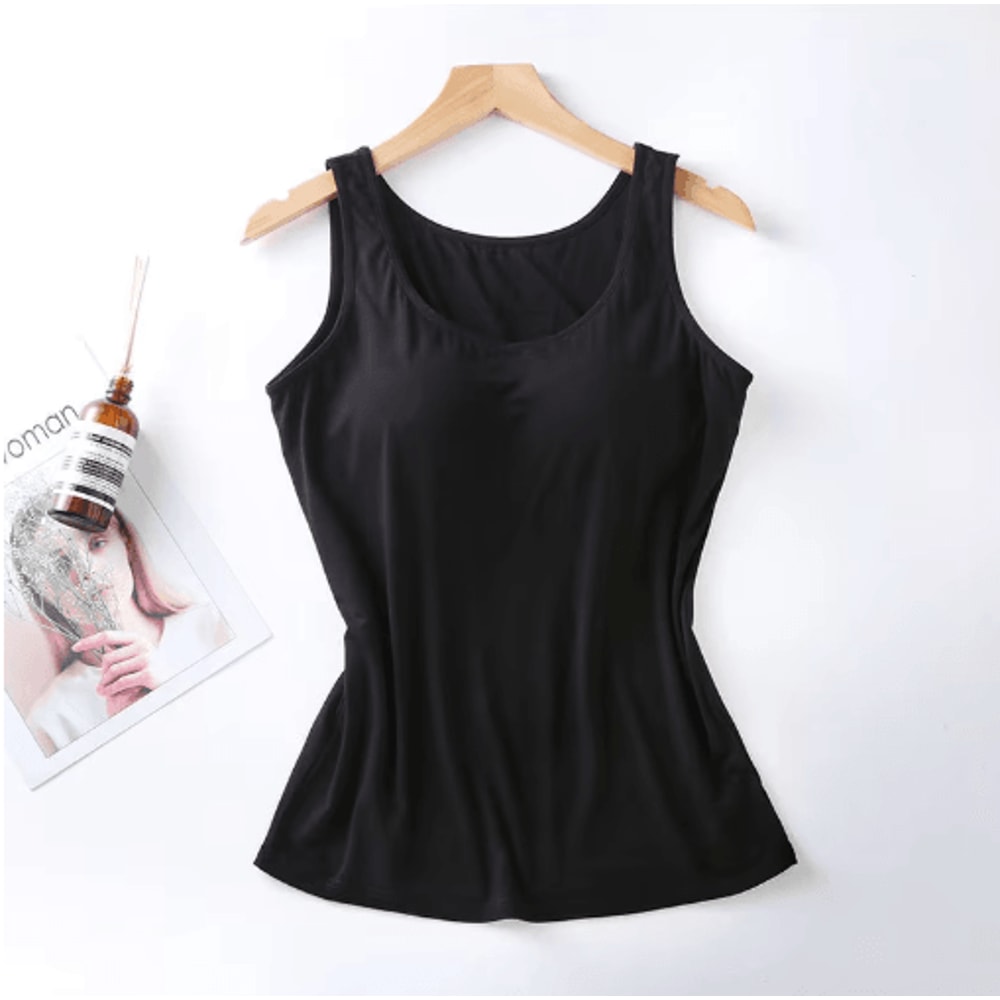 Womens Tank Top With Built In Bra Padded Slim Fit Summer Vest 10