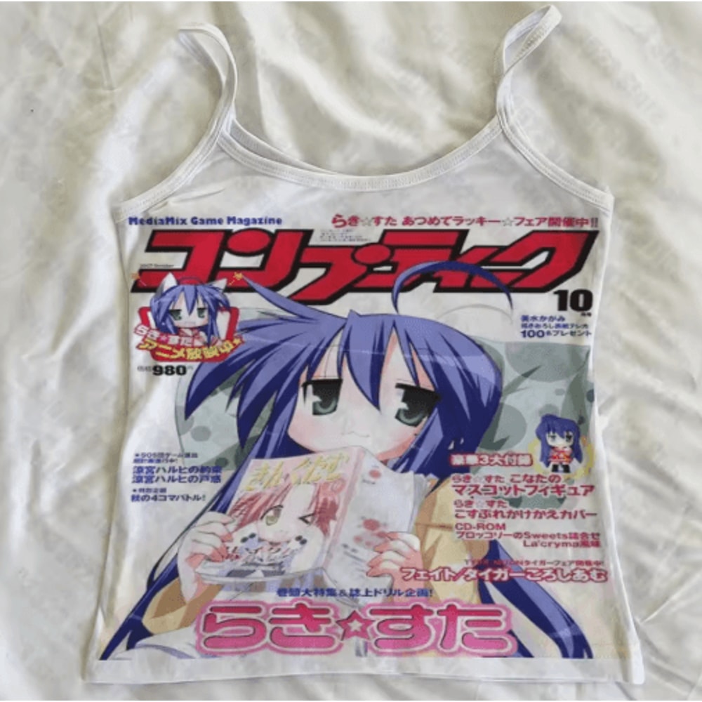Kawaii Y2K Tank Top Harajuku Letter Print Vintage 90s Crop Vest 0