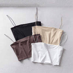 2024 womens elastic cotton crop top sleeveless summer cami