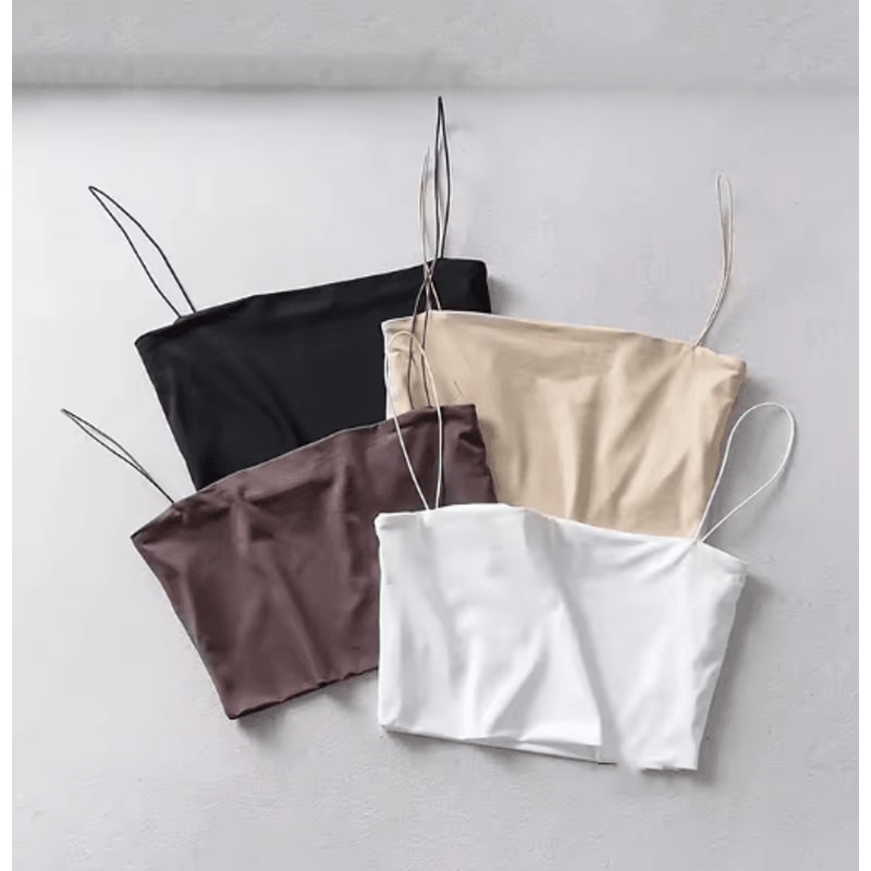 2024 Womens Elastic Cotton Crop Top Sleeveless Summer Cami 0