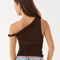 Womens Off Shoulder Ruched Crop Top Basic Summer Sleeveless Vest 4