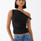 Womens Off Shoulder Ruched Crop Top Basic Summer Sleeveless Vest 6