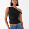 Womens Off Shoulder Ruched Crop Top Basic Summer Sleeveless Vest 6