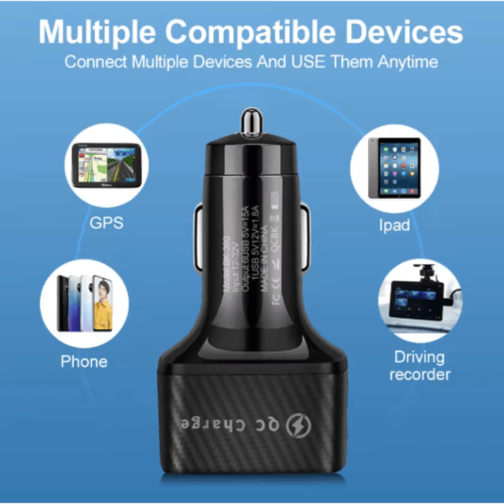 75W 6 Port Car Charger QC30 Fast Charging Adapter 5