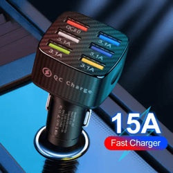 75w 6 port car charger qc3.0 fast charging adapter