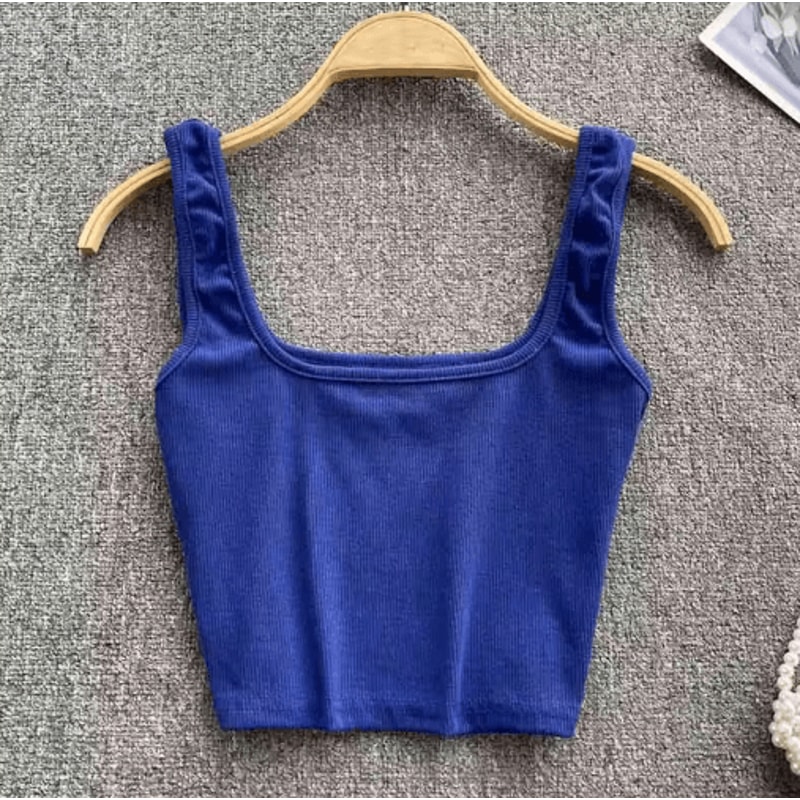 Womens Backless Y2K Crop Top Slim Fit Sleeveless Cami 8
