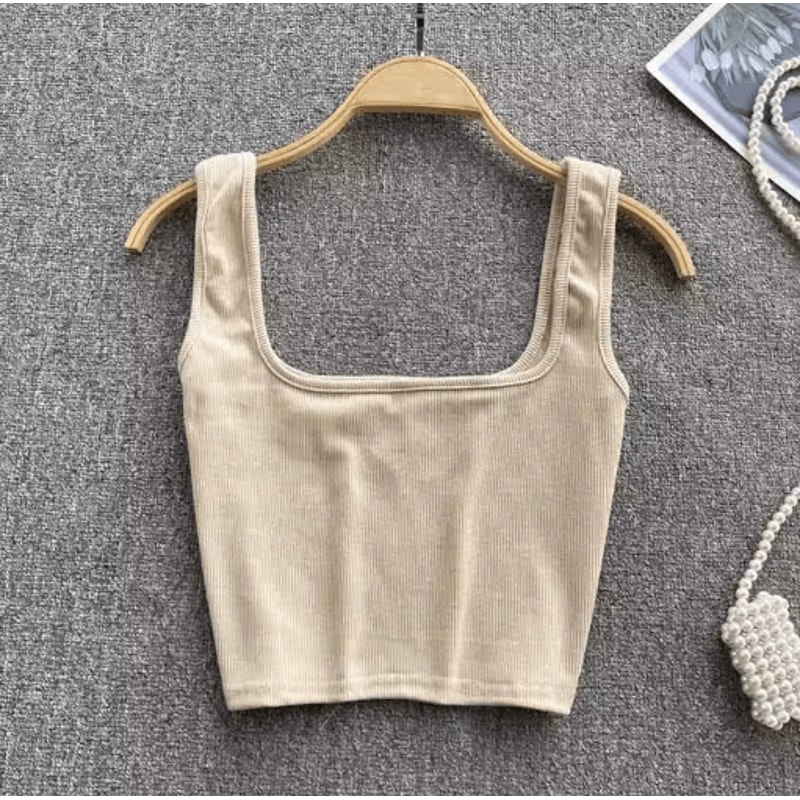 Womens Backless Y2K Crop Top Slim Fit Sleeveless Cami 12