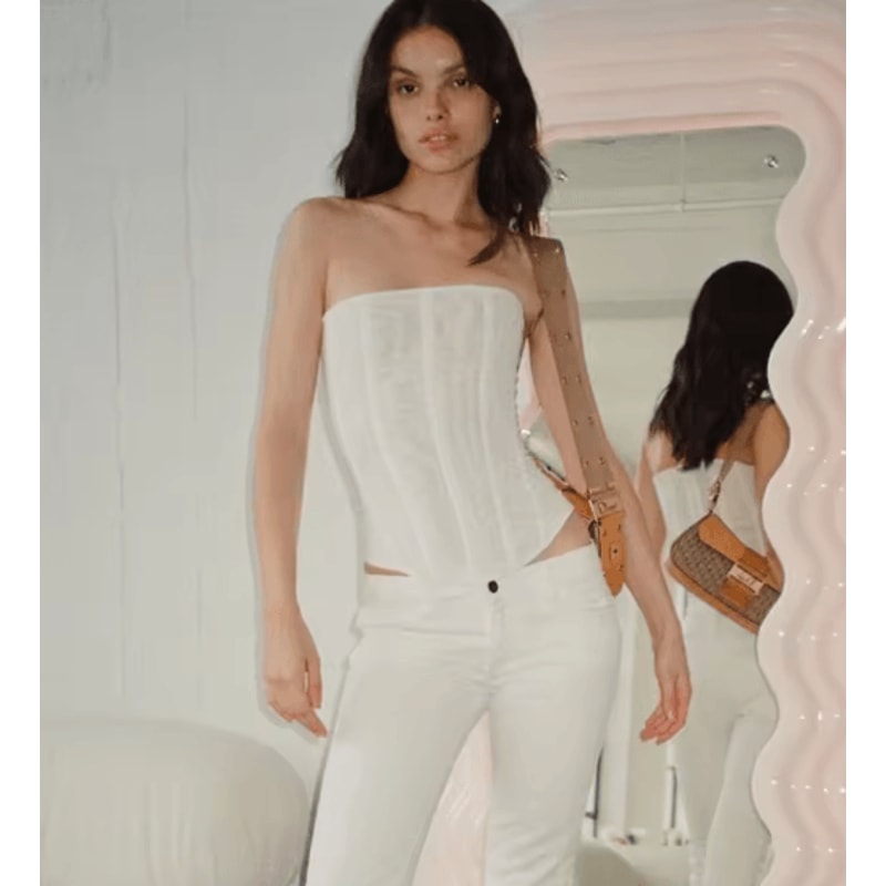 Tossy Mesh Backless Tank Top Strapless Y2K Patchwork Slim Vest 1