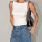 Womens Double Layer Boat Neck Tank Soft Slinky Sleeveless Top 6