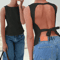 Womens Backless Y2K Tank Top Knot Back Sleeveless Club Cami 1