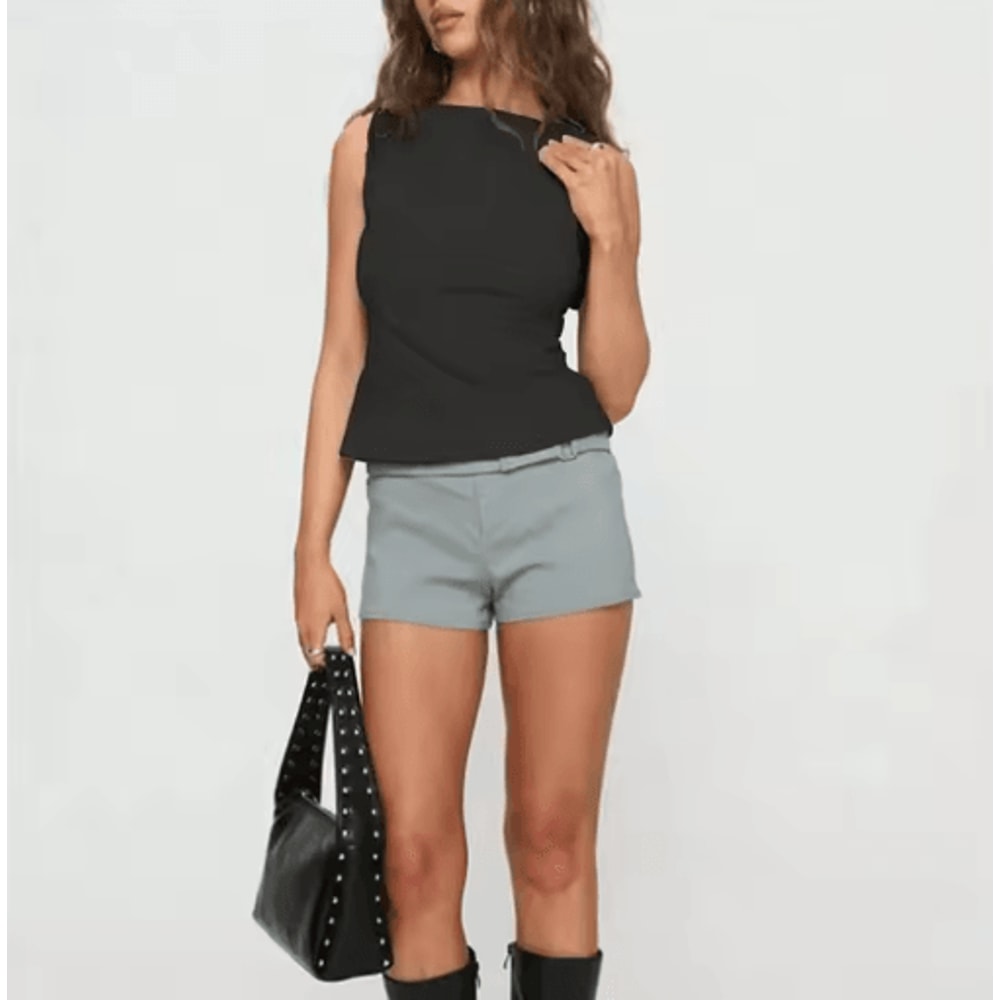 Womens Backless Y2K Tank Top Knot Back Sleeveless Club Cami 0