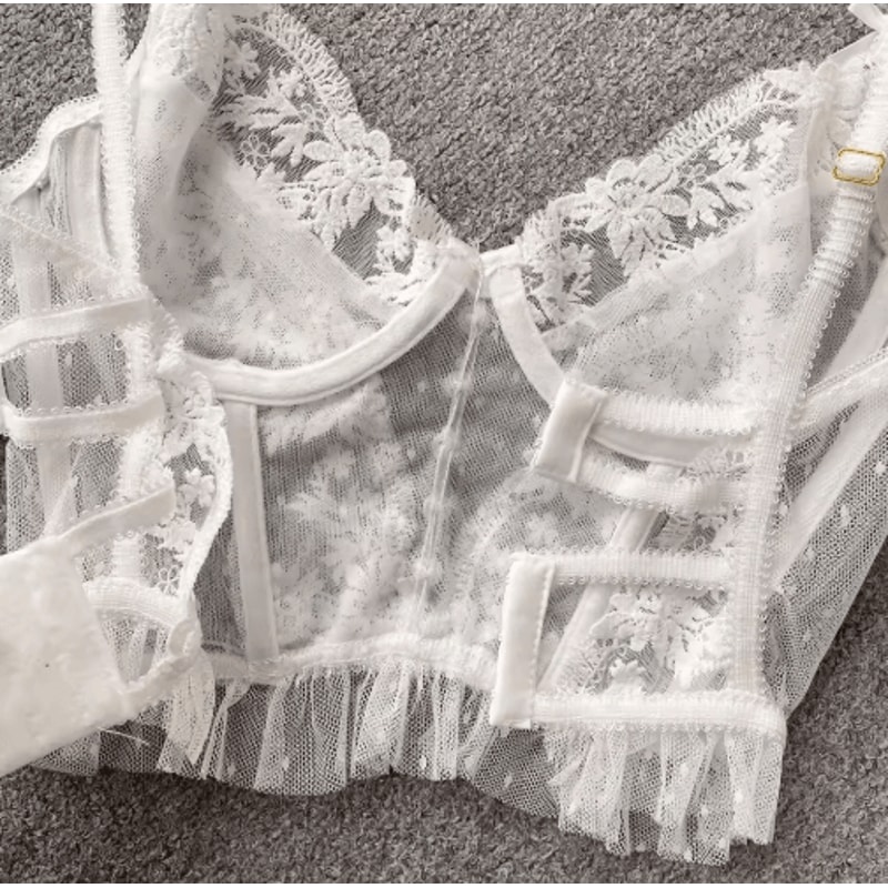 French Chic Lace Corset Camisole Sheer Backless Spaghetti Strap Top 4