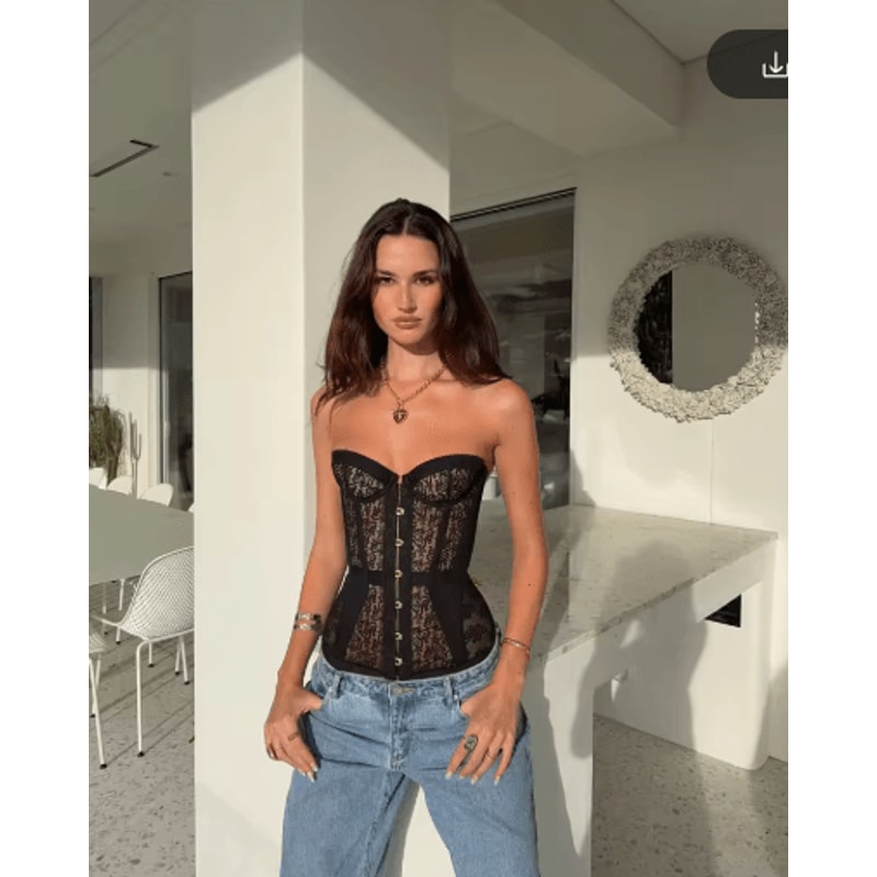 2025 Lace Backless Tank Top Slash Neck Single Breasted Vest 2