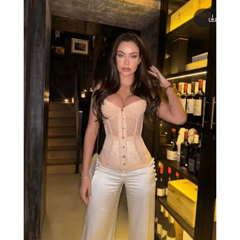 2025 Lace Backless Tank Top Slash Neck Single Breasted Vest 6