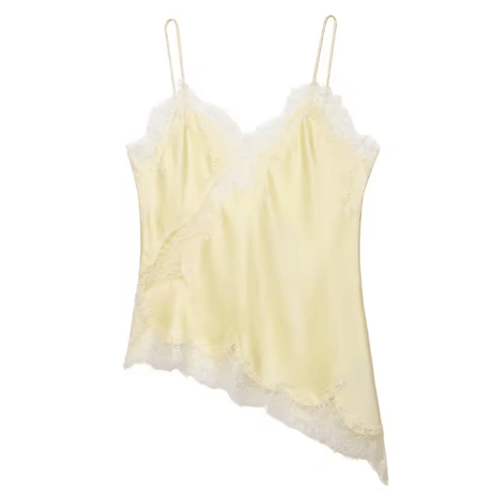 HXAO Y2K Lace Camisole Asymmetrical Satin Backless Slip Top 1