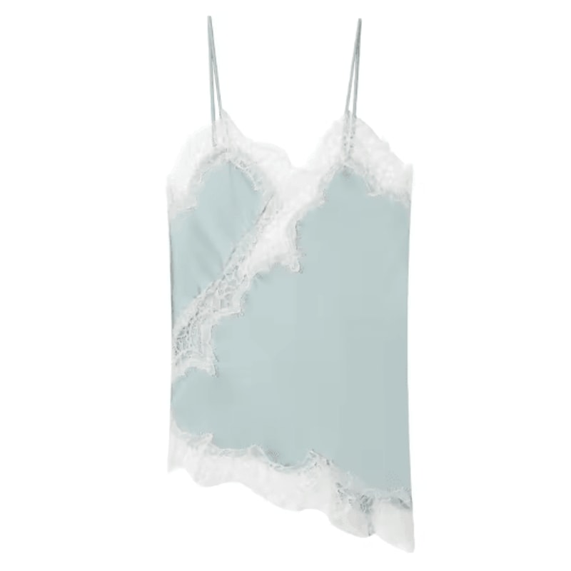 HXAO Y2K Lace Camisole Asymmetrical Satin Backless Slip Top 2