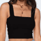 Womens Square Neck Crop Top Backless Off Shoulder Summer Tank 1