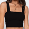 Womens Square Neck Crop Top Backless Off Shoulder Summer Tank 1