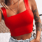 Womens Square Neck Crop Top Backless Off Shoulder Summer Tank 0