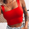 Womens Square Neck Crop Top Backless Off Shoulder Summer Tank 0