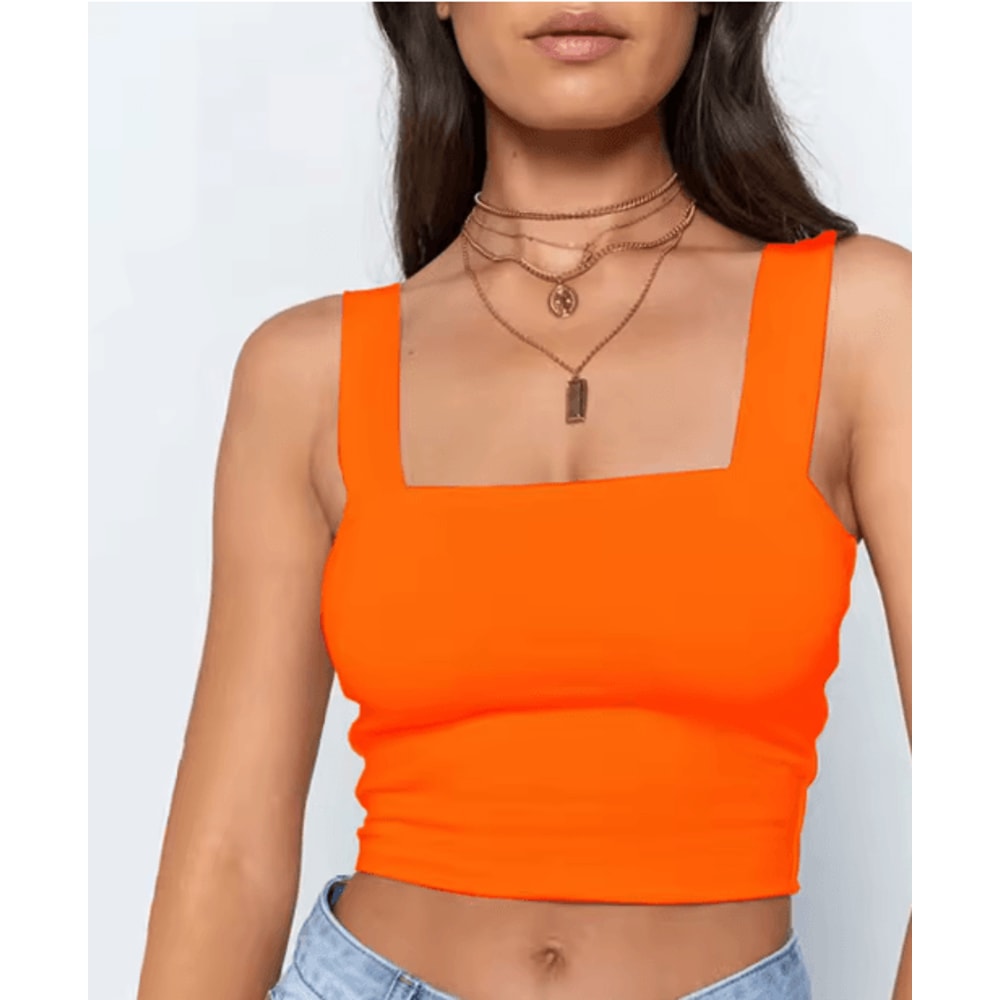 Womens Square Neck Crop Top Backless Off Shoulder Summer Tank 2