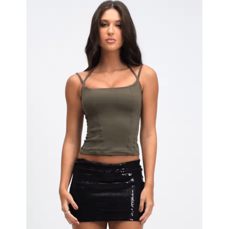 Womens Shoulder Bared Slim Fit Top Double Rope Strap Vest 7