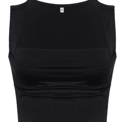 womens square neck low cut camisole pleated slim fit summer top