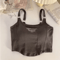 Womens Embroidered Letter Crop Top With Bra Pad And Iron Ring Detail 1