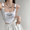 Womens Embroidered Letter Crop Top With Bra Pad And Iron Ring Detail 5