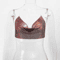 Womens Metallic Halter Crop Top Glitter Backless Corset Cami 4