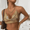 Womens Metallic Halter Crop Top Glitter Backless Corset Cami 16