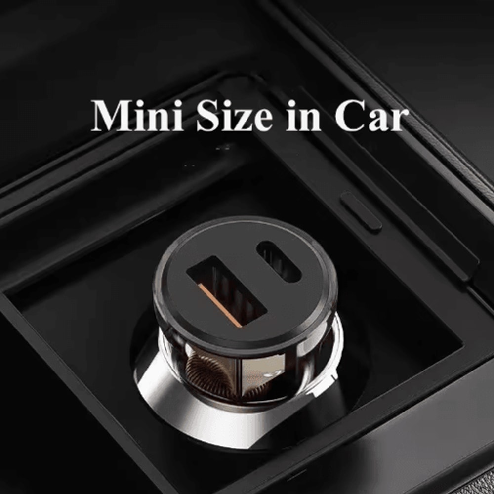 Transparent 30W PD USB C Car Charger Super Fast Type C Adapter 4