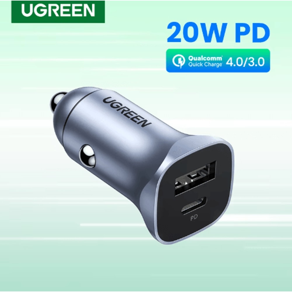 UGREEN 24W Dual Port Car Charger Fast Car Charger With QC 40 USBC Fast Charging For IPhone Samsun 0